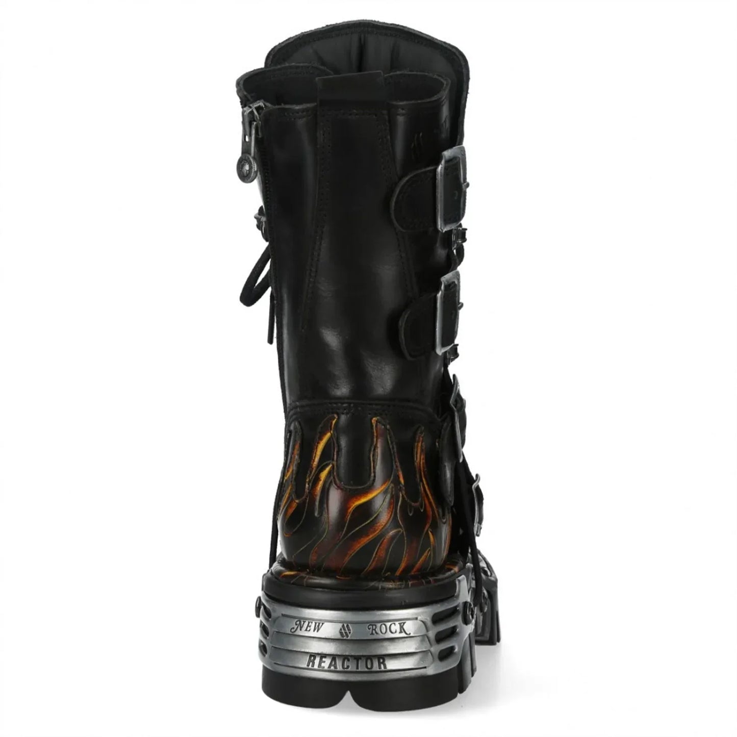 NEW ROCK - M-591-C58 Black Flame Leather Mid Calf Boots