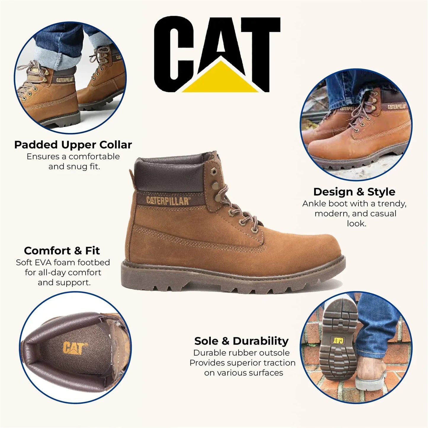 Caterpillar - Colorado 2.0 Beige Leather Hiking Boots