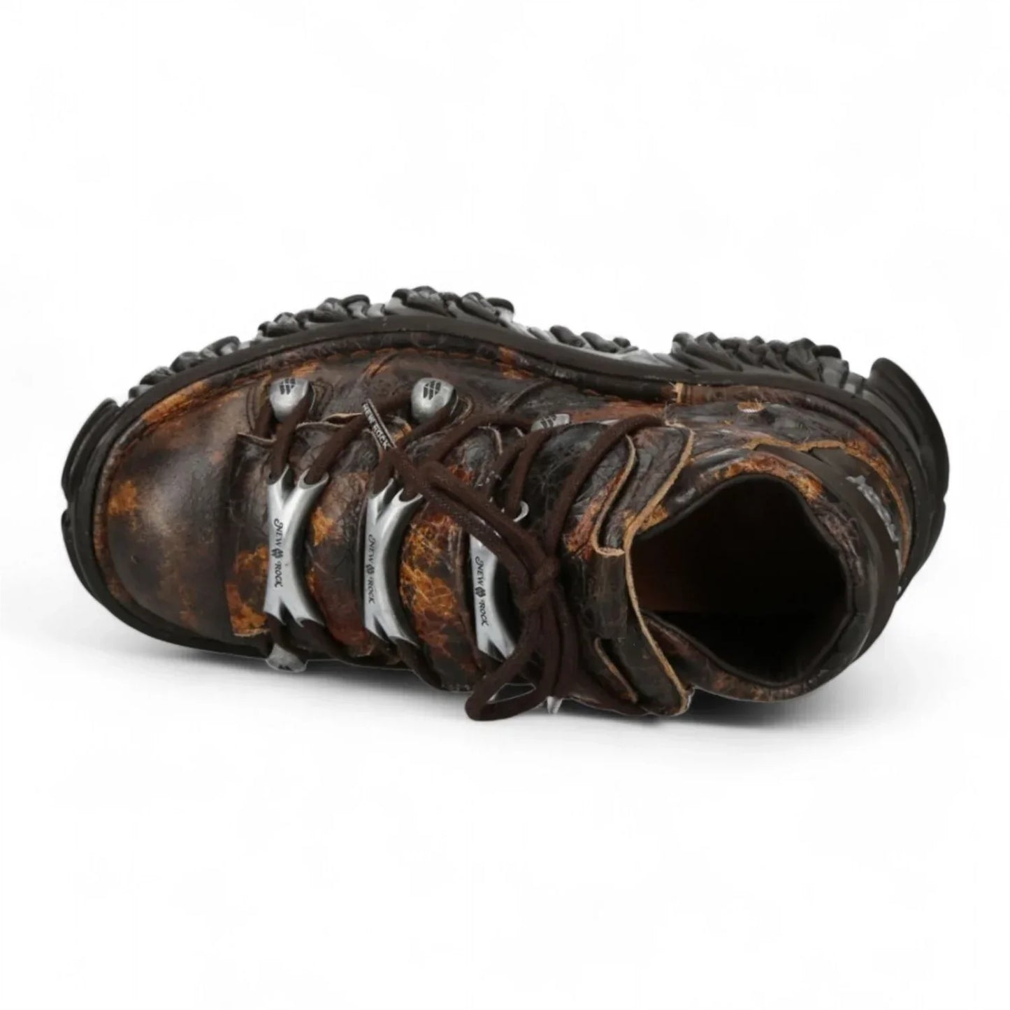 NEW ROCK - M-106-C194 Brown Flame Leather Platform Boots