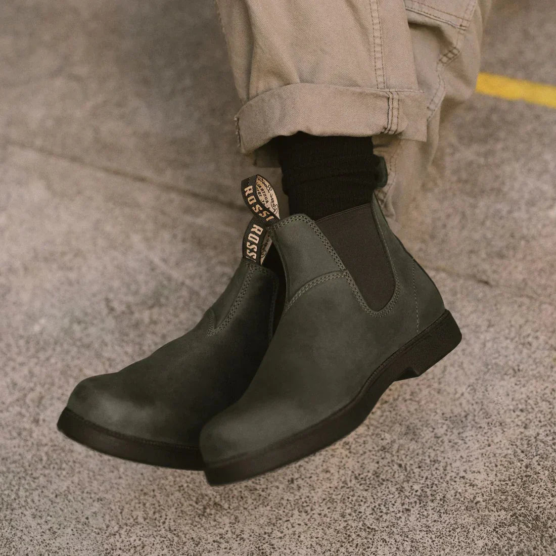 Rossi - 607 Booma Moss Green Leather Chelsea Boots