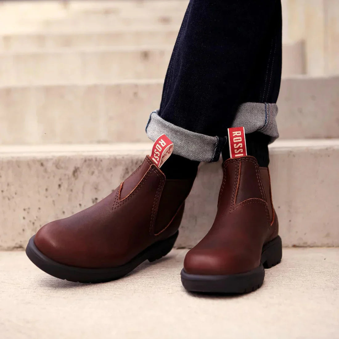 Rossi - 303 Endura Redwood Brown Leather Chelsea Boots