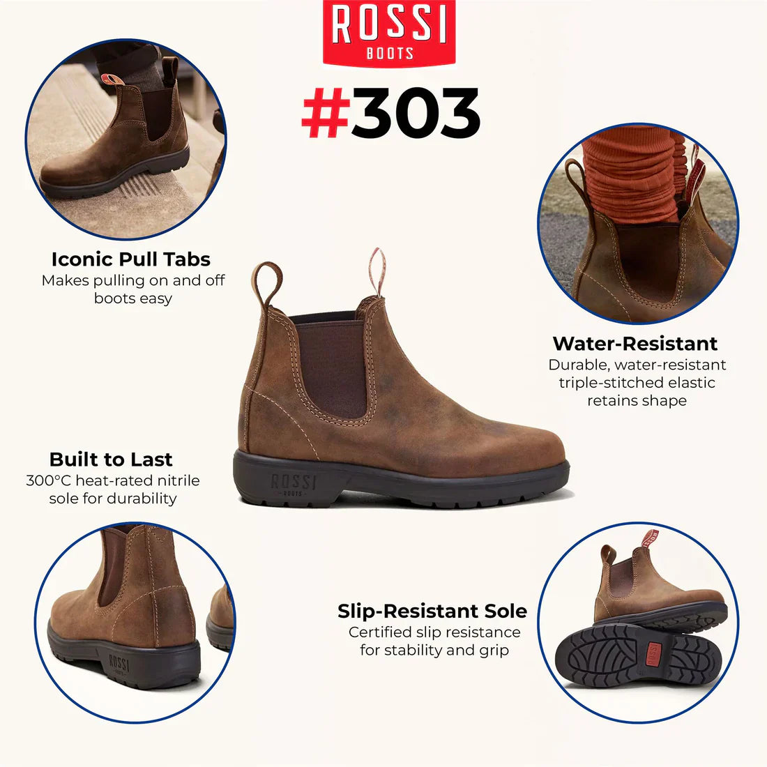 Rossi - 303 Endura Tan Brown Leather Chelsea Boots