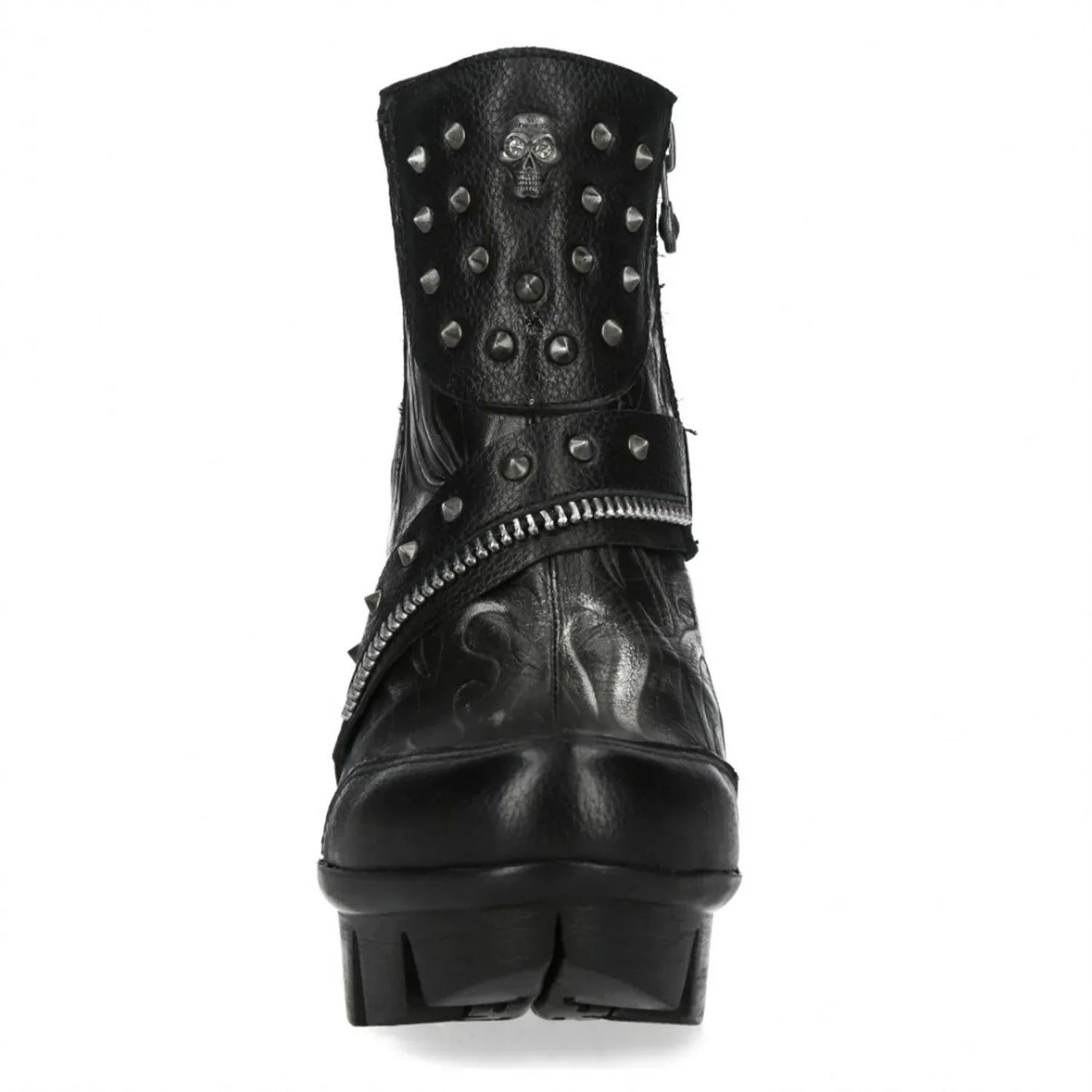 NEW ROCK - NEOPUNK001-C19 Women's Black Leather Heeled Punk Boots