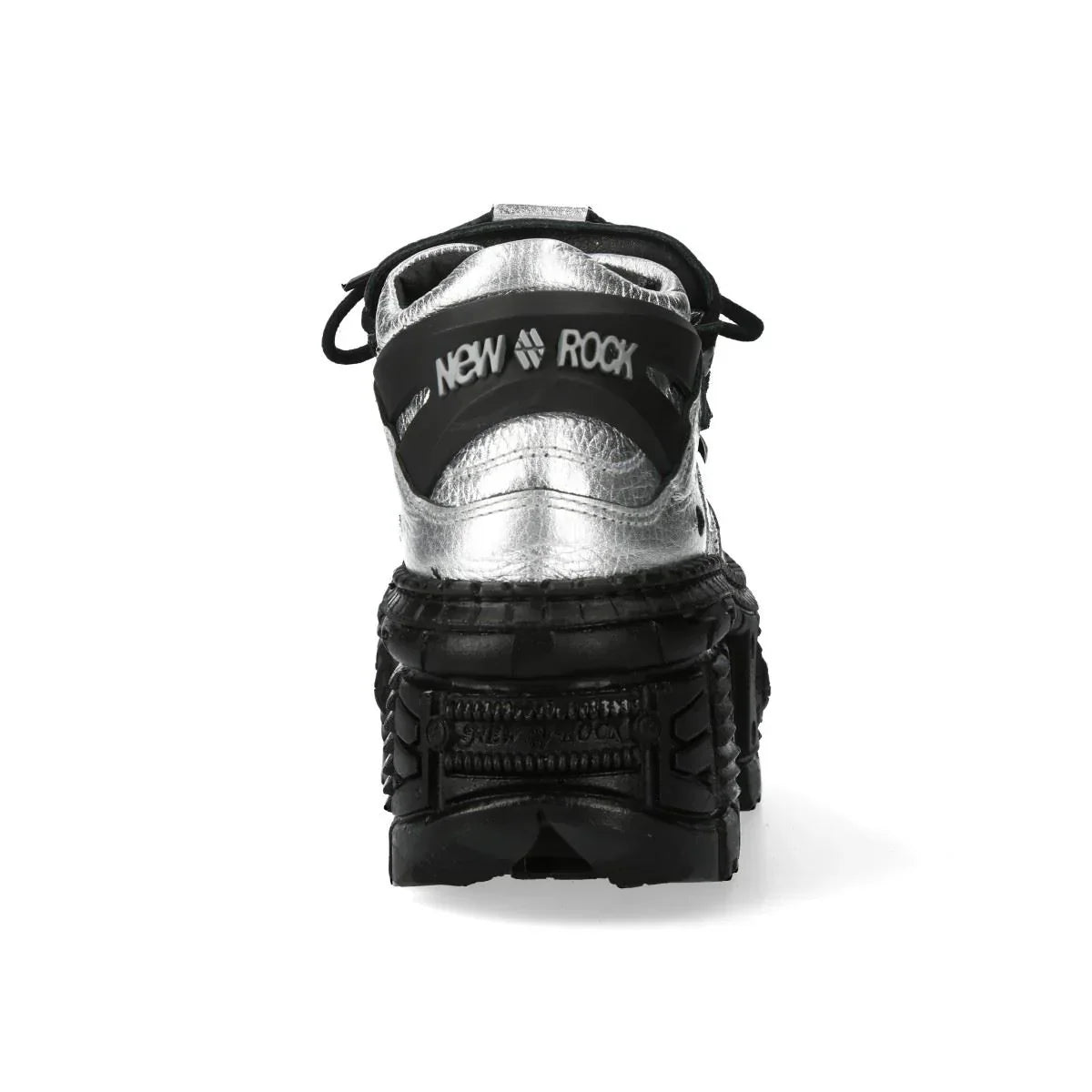 NEW ROCK - M-106WALL-C16 Metallic Silver Leather Platform Boots