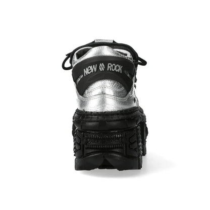 NEW ROCK - M-106WALL-C16 Metallic Silver Leather Platform Boots