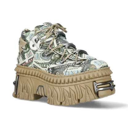 NEW ROCK - M-106WALL-C49 Dollar Bill Leather Platform Boots