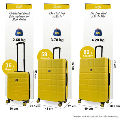 Coker Set of 3 Soft Shell Yellow Suitcases