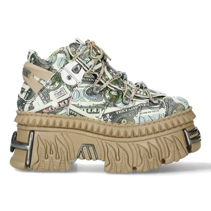 NEW ROCK - M-106WALL-C49 Dollar Bill Leather Platform Boots