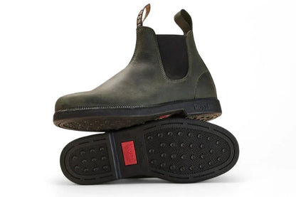 Rossi - 607 Booma Moss Green Leather Chelsea Boots