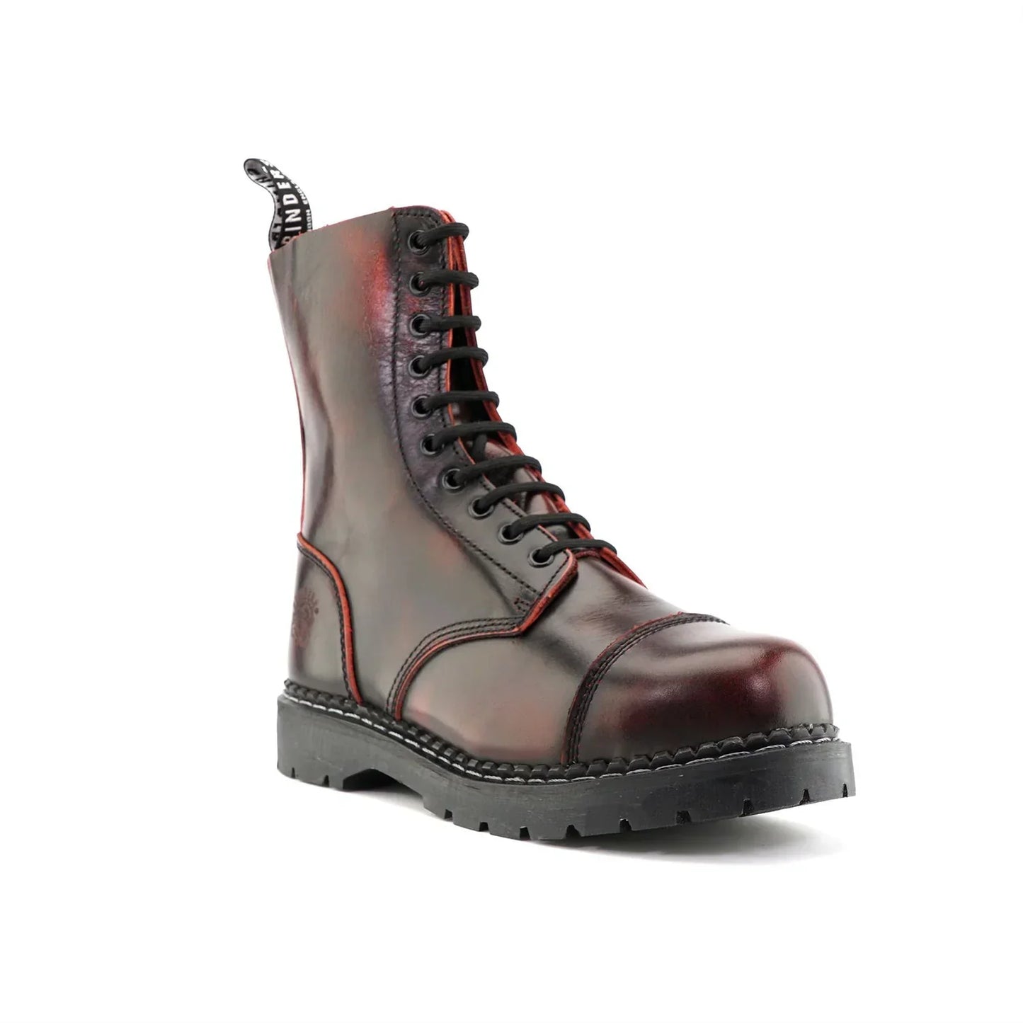 Grinders - Stag CS wine Leather Steel Toecap Unisex Military Style Boots