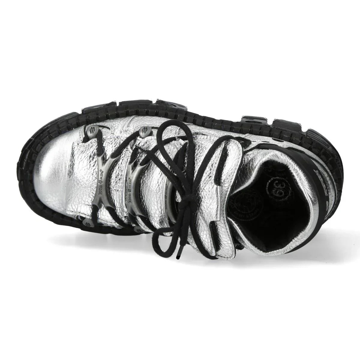 NEW ROCK - M-106WALL-C16 Metallic Silver Leather Platform Boots