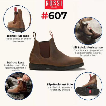 Rossi - 607 Booma Rustic Brown Leather Chelsea Boots