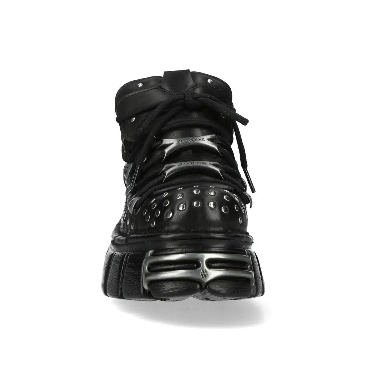 NEW ROCK - M-120NR-C1 Studded Black Leather Platform Boots