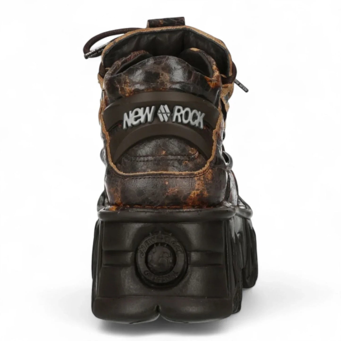 NEW ROCK - M-106-C194 Brown Flame Leather Platform Boots