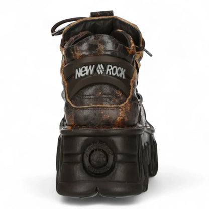 NEW ROCK - M-106-C194 Brown Flame Leather Platform Boots