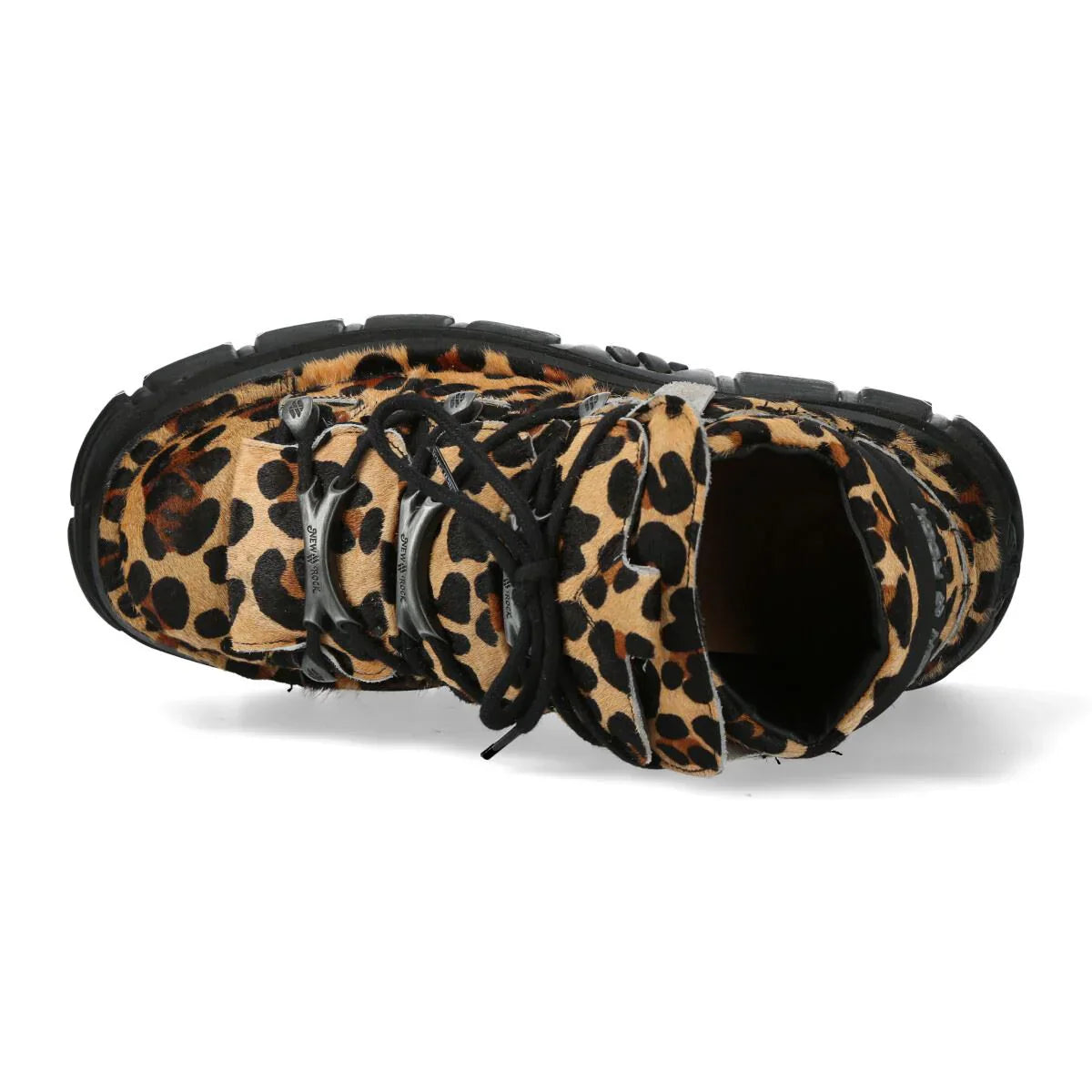 NEW ROCK - M-106-C192 Leopard Print Leather Tower Boots
