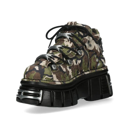 NEW ROCK - M-106-C169 Camouflage Leather Platform Boots