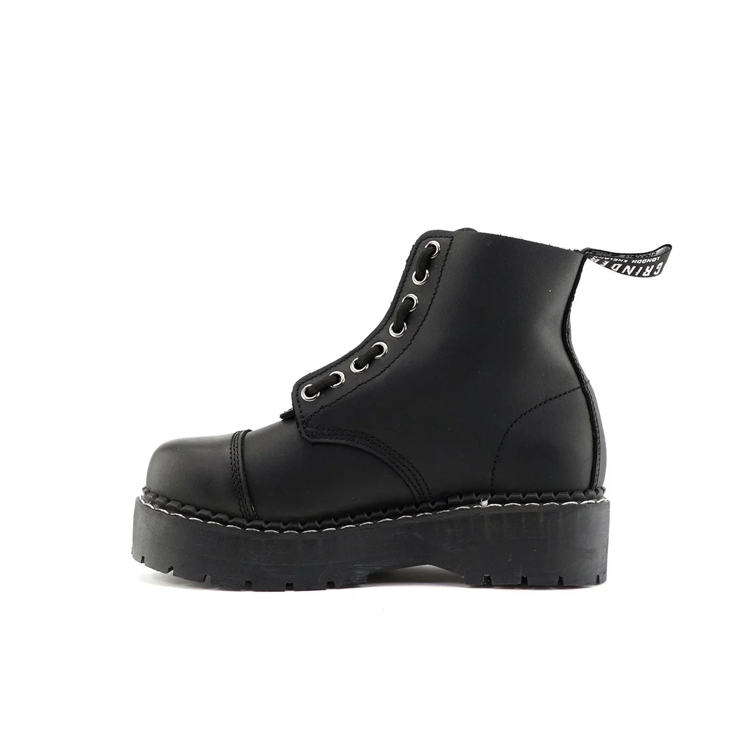 Grinders - Cameron ACS Black Leather Zip Up Ankle Boots