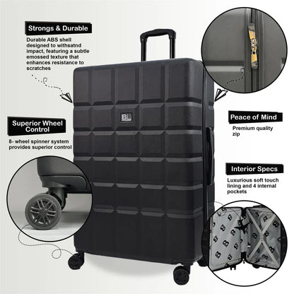 Coker Set of 3 Soft Shell Black Suitcases