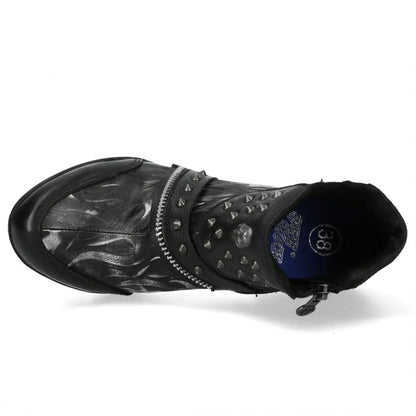 NEW ROCK - NEOPUNK001-C19 Women's Black Leather Heeled Punk Boots