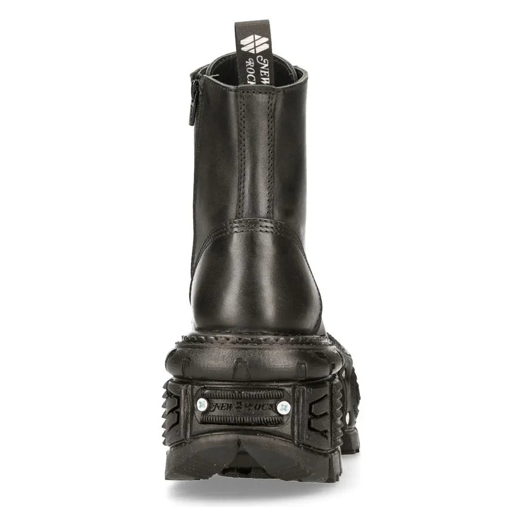 NEW ROCK - TANK083-C1 - Black Lace Up Combat Boots