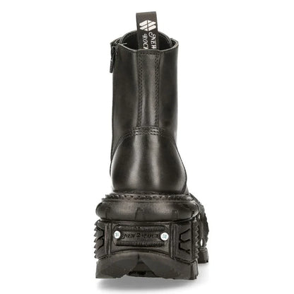 NEW ROCK - TANK083-C1 - Black Lace Up Combat Boots