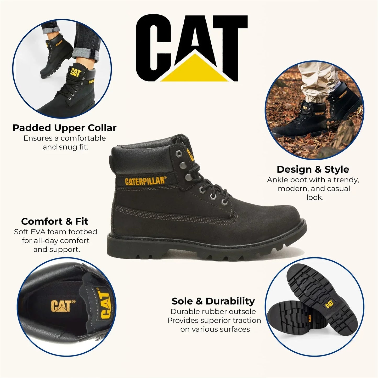 Caterpillar - Colorado 2.0 Black Leather Hiking Boots