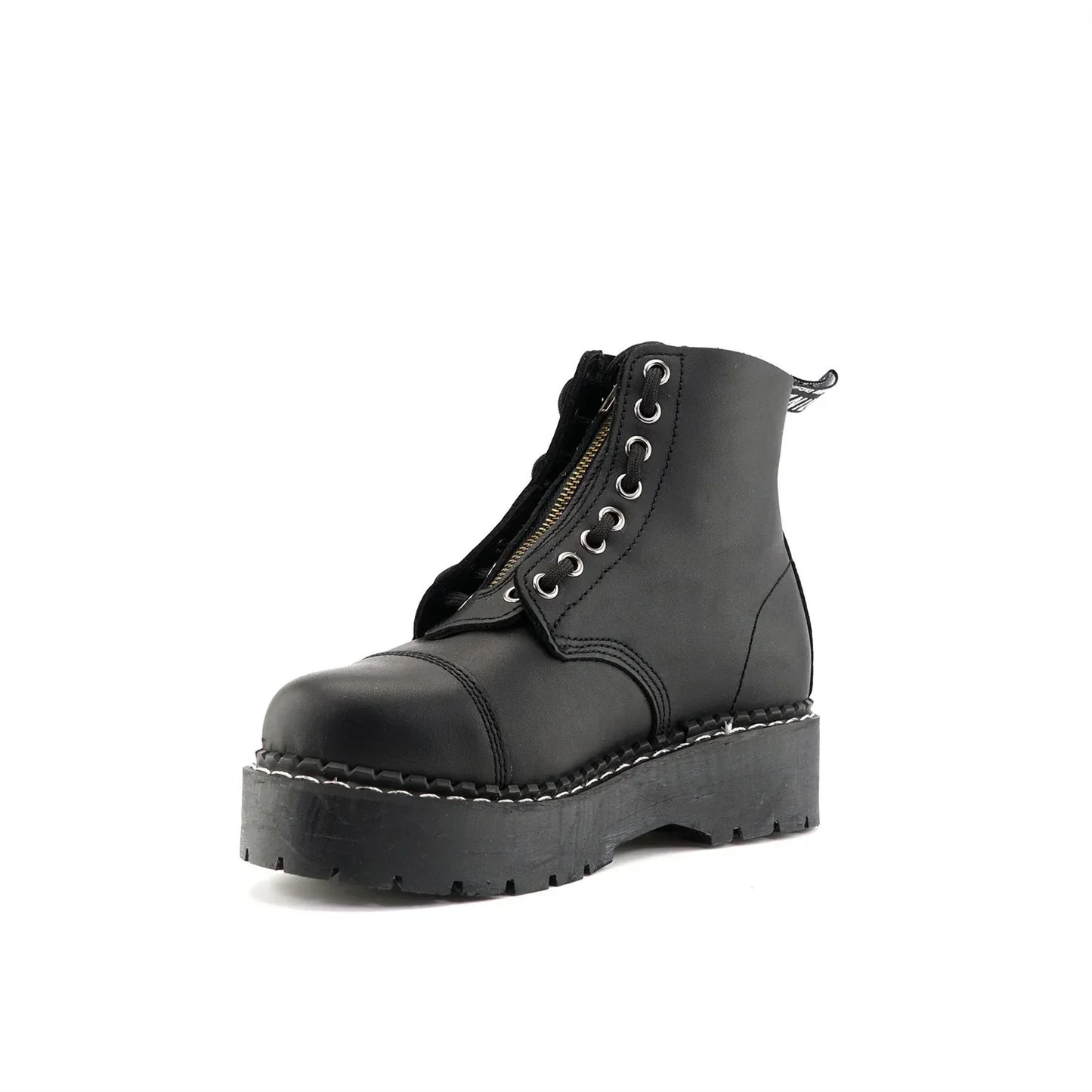Grinders - Cameron ACS Black Leather Zip Up Ankle Boots