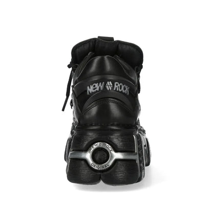 NEW ROCK - M-120NR-C1 Studded Black Leather Platform Boots