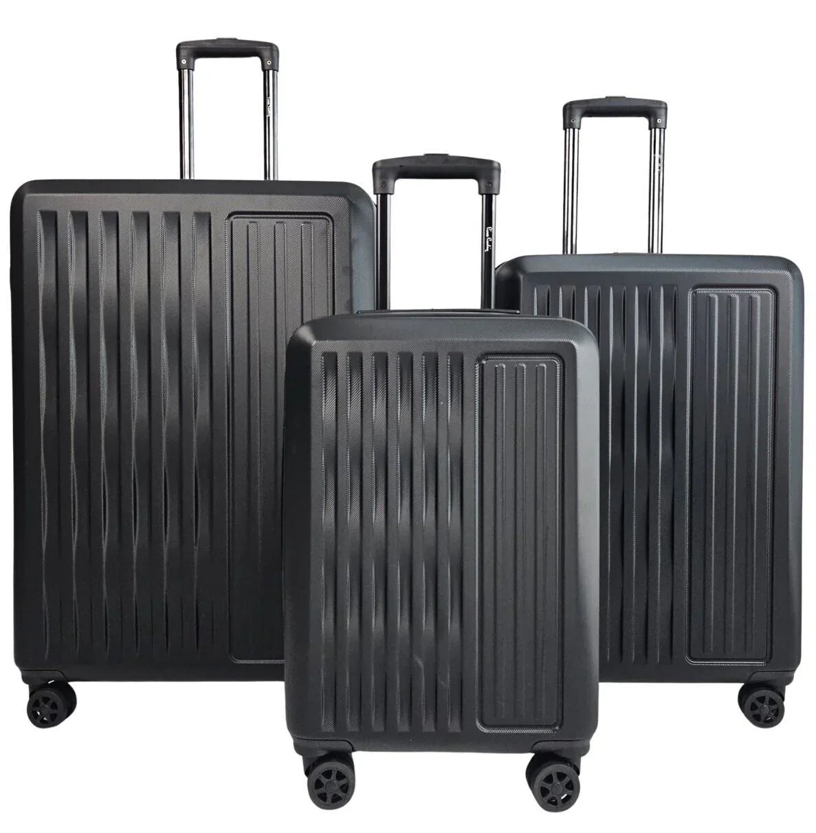 Cullman Set of 3 Black Hard Shell White Suitcases