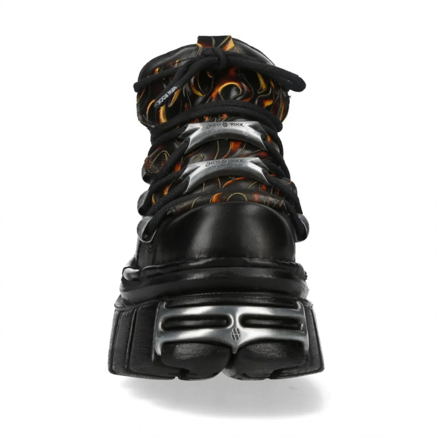 NEW ROCK - M-106N-C86 Black Flame Leather Platform Boots