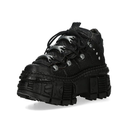 NEW ROCK - M-106WALL-C65 Python Black Leather Platform Boots