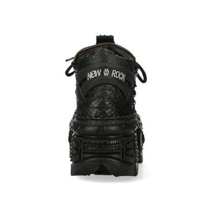 NEW ROCK - M-106WALL-C65 Python Black Leather Platform Boots