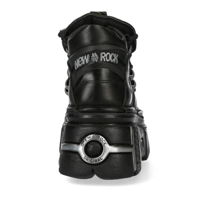 NEW ROCK - M-106N-C86 Black Flame Leather Platform Boots