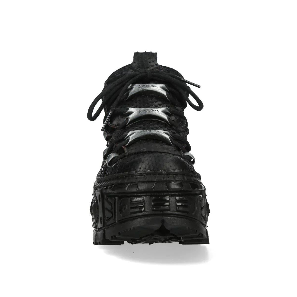 NEW ROCK - M-106WALL-C65 Python Black Leather Platform Boots