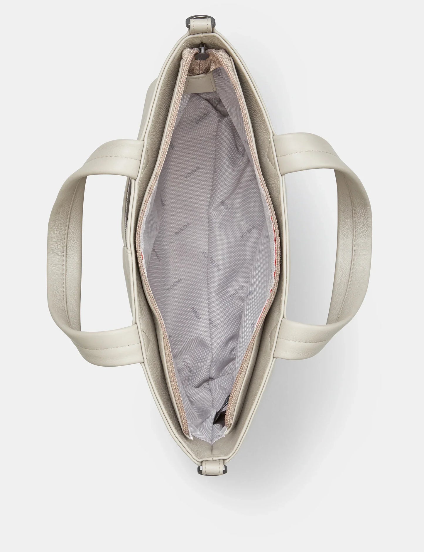 Yoshi - Jane Austen Bookworm Warm Grey Leather Grab Bag with Detachable Shoulder Strap