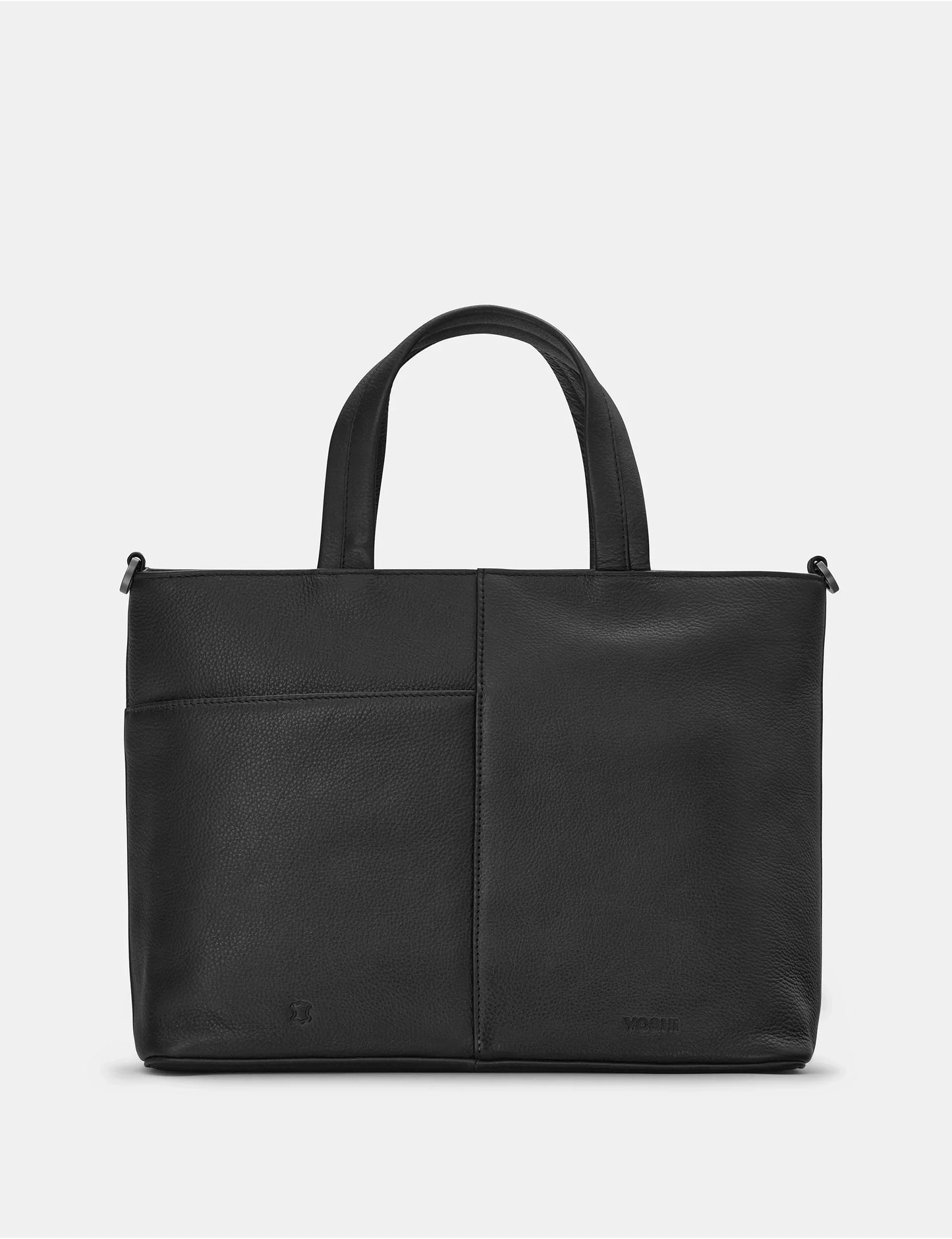Yoshi - Bookworm Library Black Leather Grab Bag with Detachable Shoulder Strap