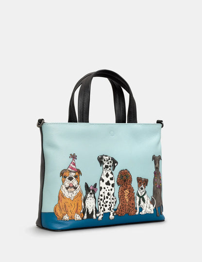 Yoshi - Party Dogs Leather Grab Bag with Detachable Shoulder Strap