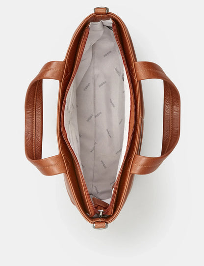 Yoshi - Hampton Brown Leather Grab Bag with Detachable Shoulder Strap