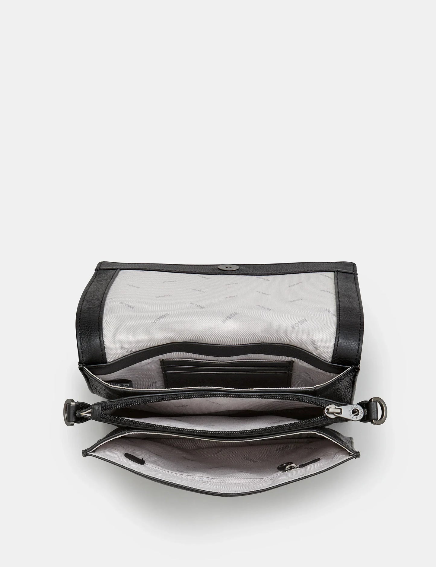 Yoshi - Vegan Leather / Faux Leather Bookworm Library Black Triple Gusset Flap Over Bag