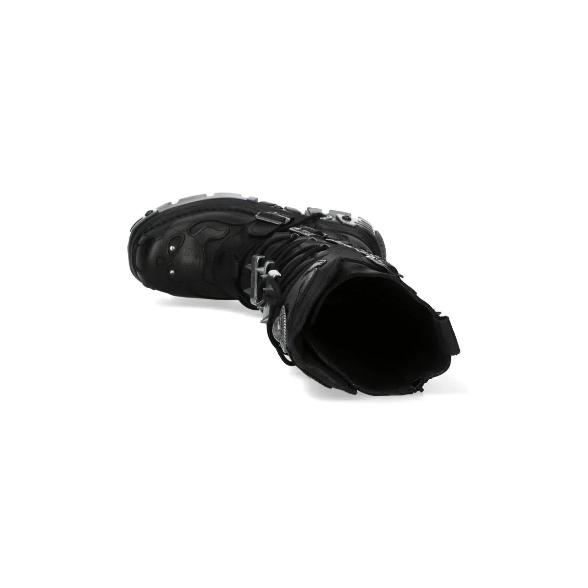 NEW ROCK - M-161-C10 Black Spiked Knee High Leather Platform Boots