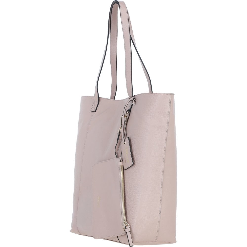 Ladies Beige Leather Shopper Tote Bag & Detachable Clip Pouch