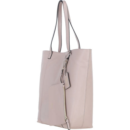 Ladies Beige Leather Shopper Tote Bag & Detachable Clip Pouch