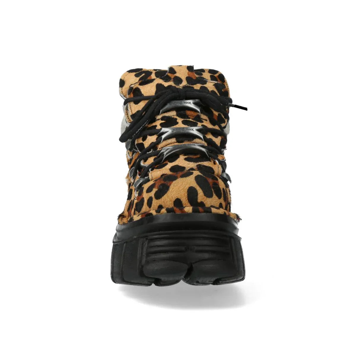 NEW ROCK - M-106-C192 Leopard Print Leather Tower Boots