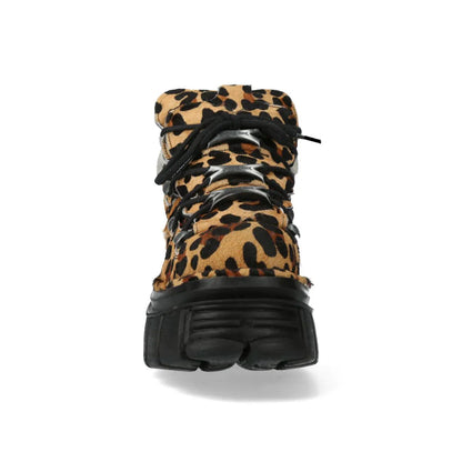 NEW ROCK - M-106-C192 Leopard Print Leather Tower Boots