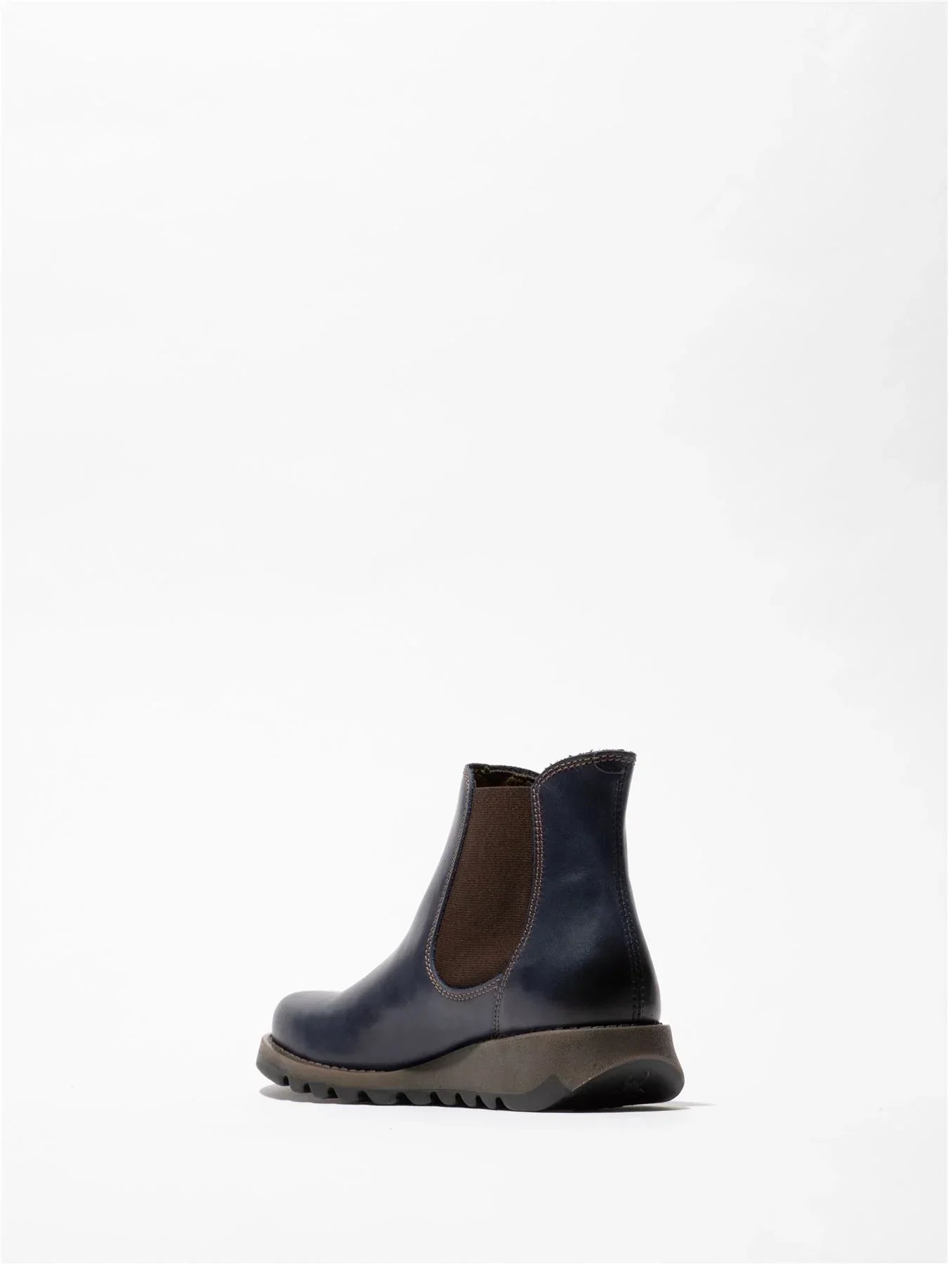 Fly London - SALV Women's Blue Leather Wedge Chelsea Boots