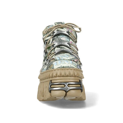 NEW ROCK - M-106WALL-C49 Dollar Bill Leather Platform Boots