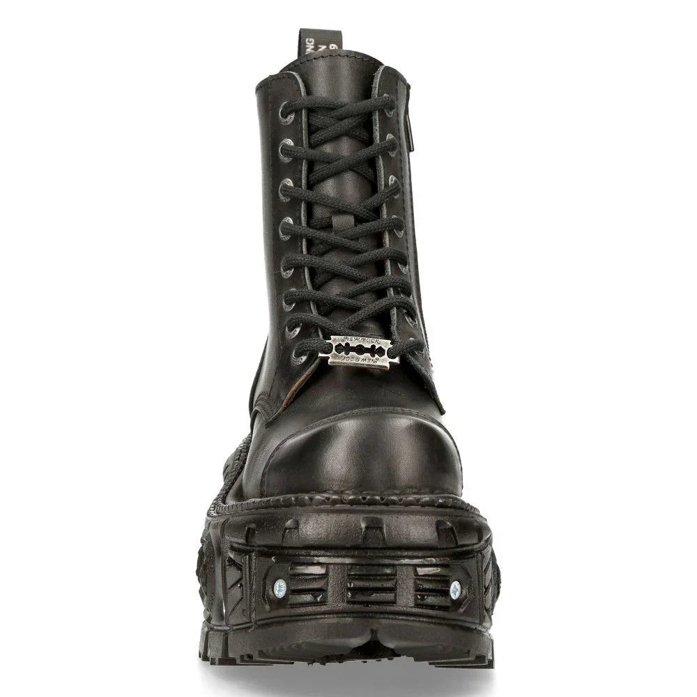 NEW ROCK - TANK083-C1 - Black Lace Up Combat Boots