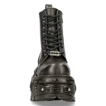 NEW ROCK - TANK083-C1 - Black Lace Up Combat Boots