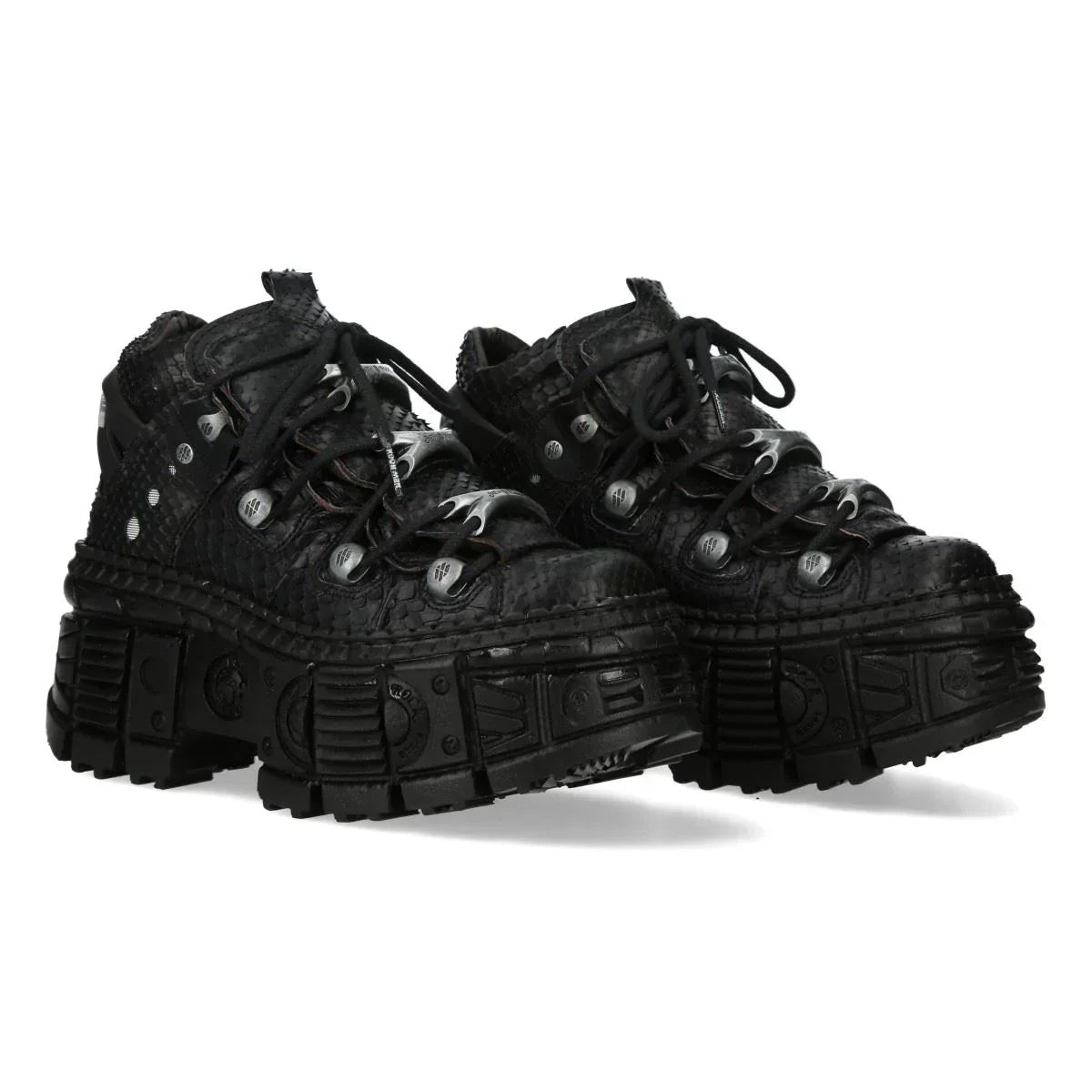 NEW ROCK - M-106WALL-C65 Python Black Leather Platform Boots